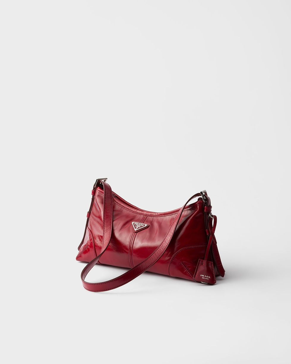 Prada Aimée medium shoulder bag in ruby red shiny leather – view 2