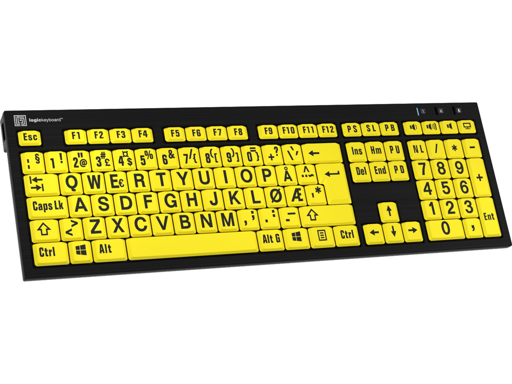 PC LOGIC XL PRINT USB TASTATUR SVART PÅ GUL