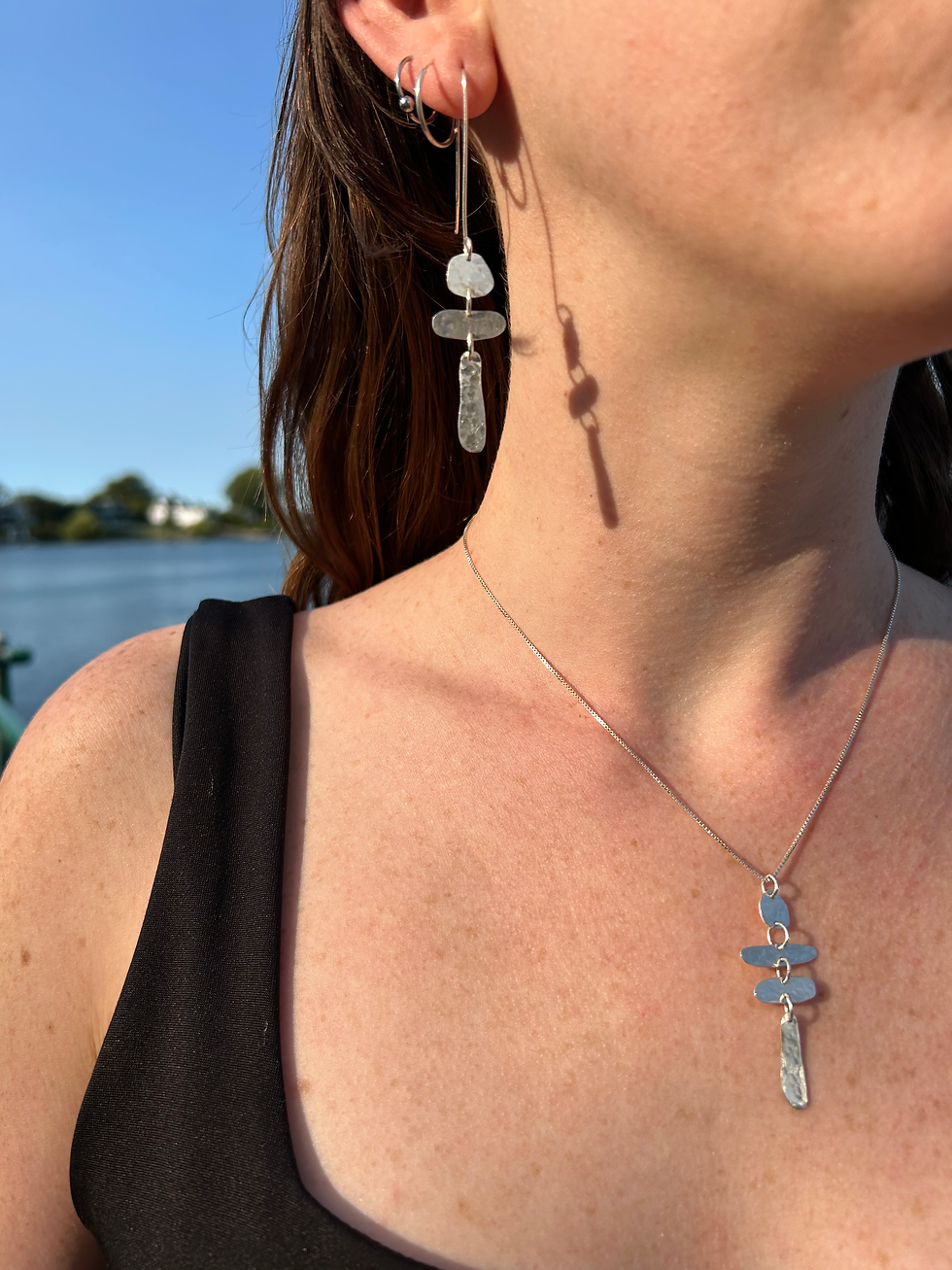 Thumbnail: Rock stack necklace - sterling silver