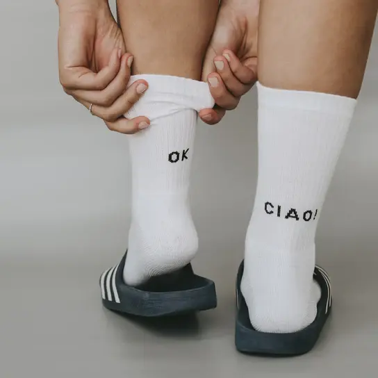 Miniaturbild: Socken weiß Ok Ciao! schwarz von Eulenschnitt