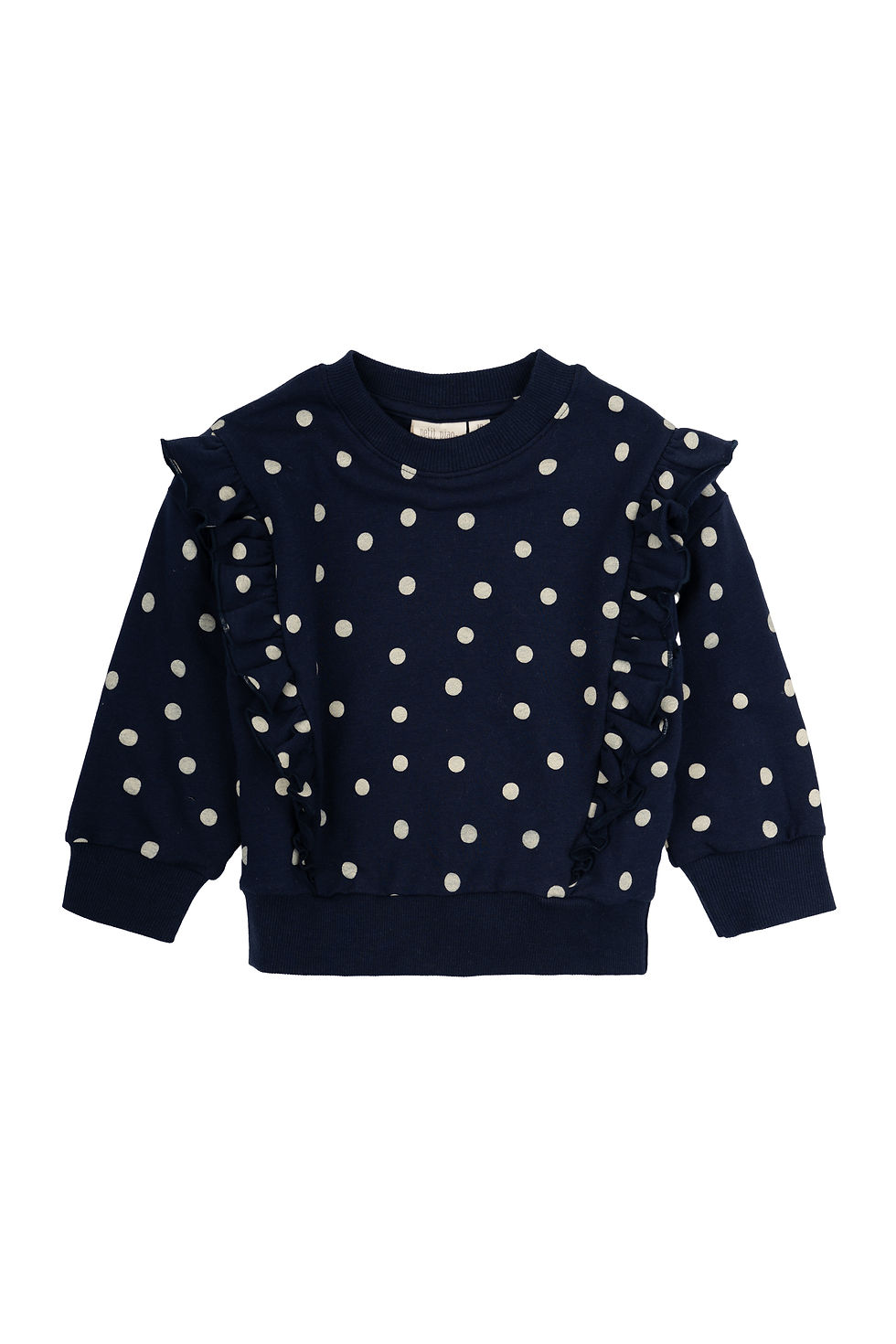 Sweat Shirt Line Ruffel in indigo plum / dark off white von Petit Piao