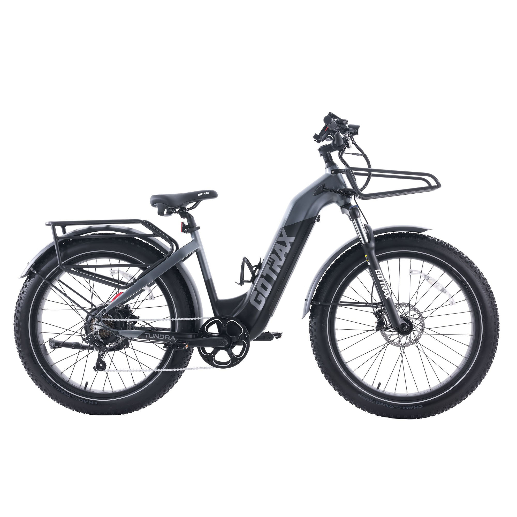 Tundra Fat Tire Electric Bike - Step Thru / Gray with Rack