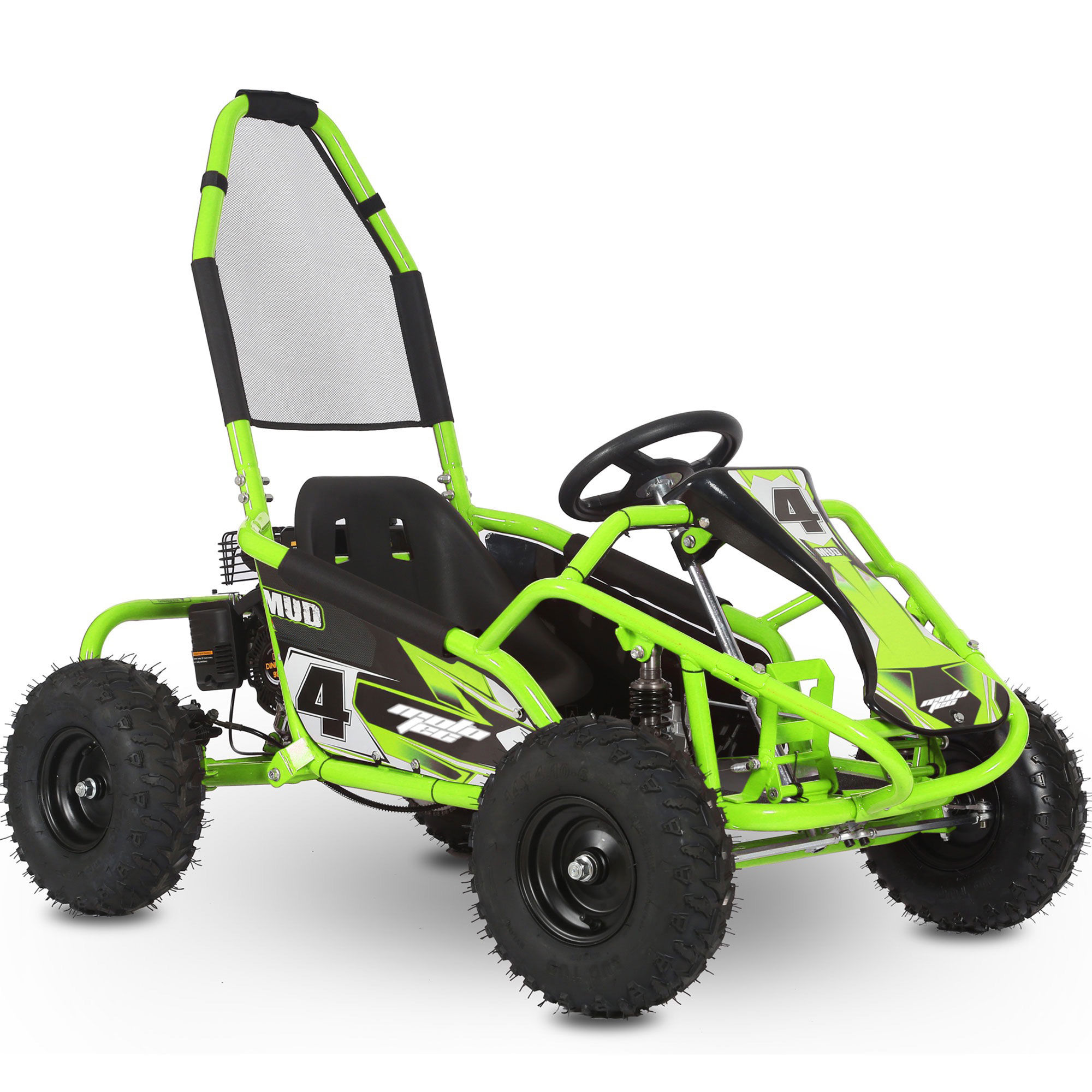 MotoTec Mud Kids Gas Powered 98cc Go Kart Full Suspension Blue