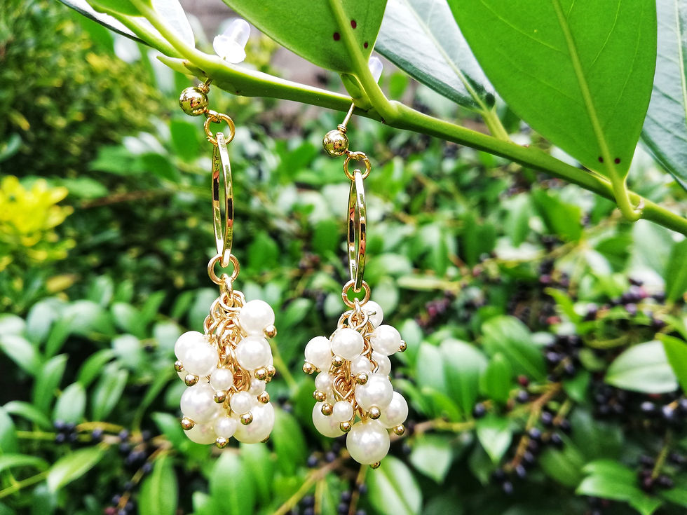 24K Shiny Gold Plated with Flower Pearls Earrings Gift