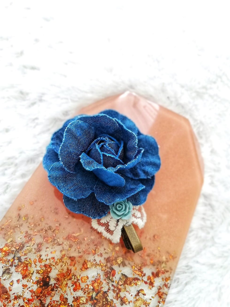 Denim Flower Lace Scarf Clothing Clip Brooch Female Power Goddess