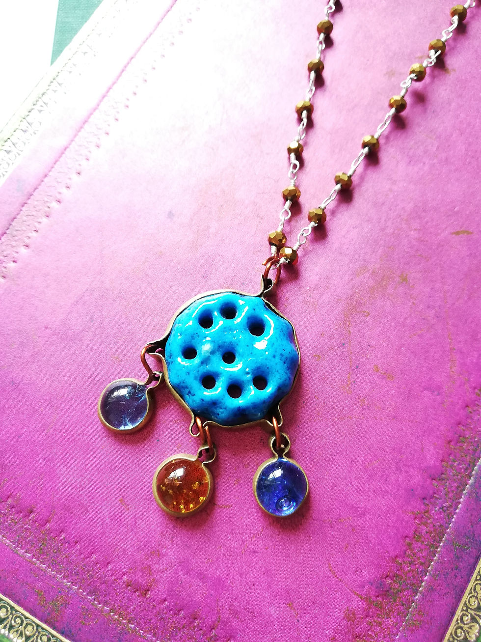 Golden Pyrite Rosary Chain Necklace, Vintage Artisan Turquoise Citrine Pendant