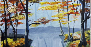 Grey lake acrylic painting