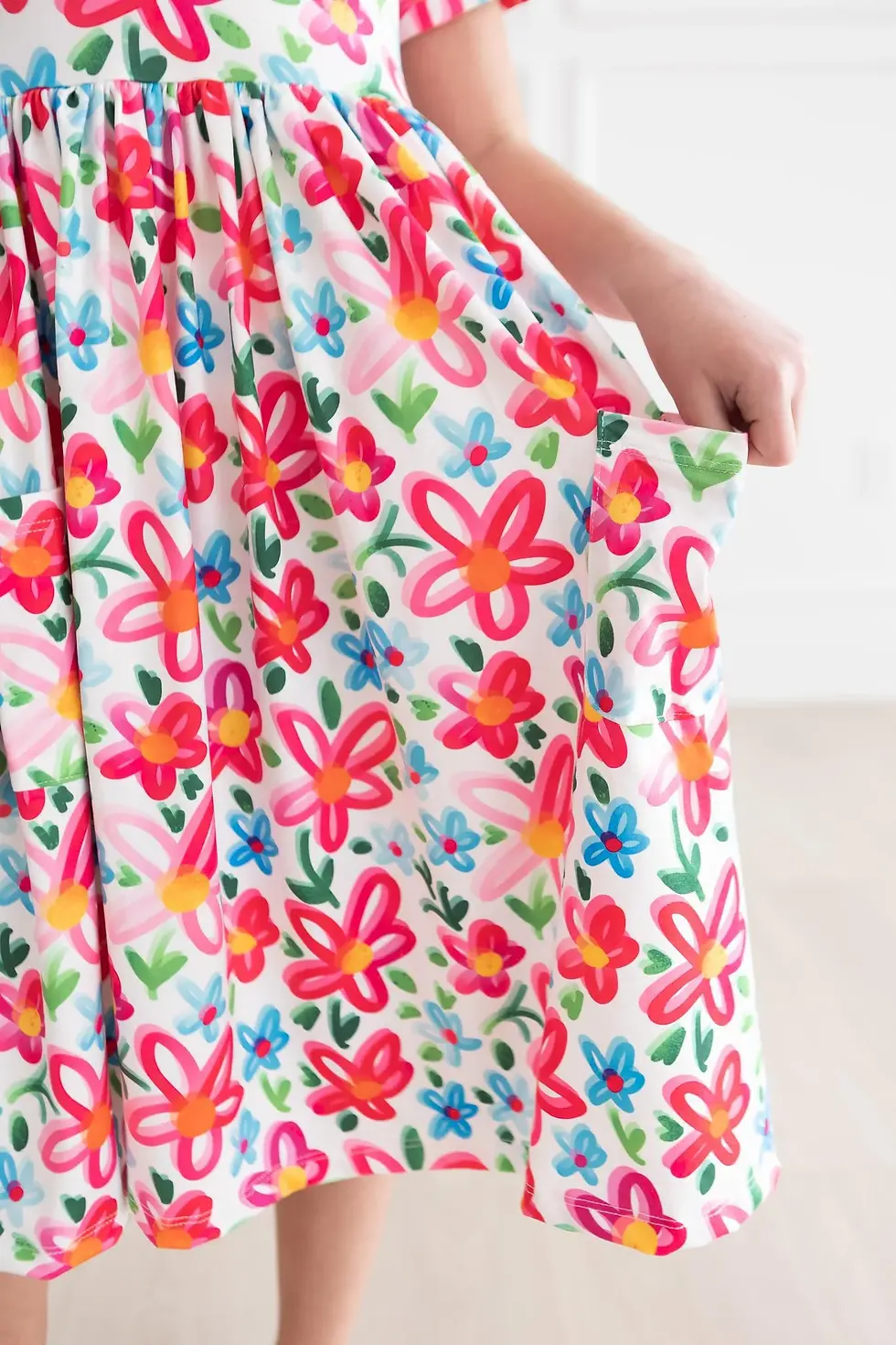 Thumbnail: Mila and Rose NEON FLORAL S/S POCKET TWIRL DRESS