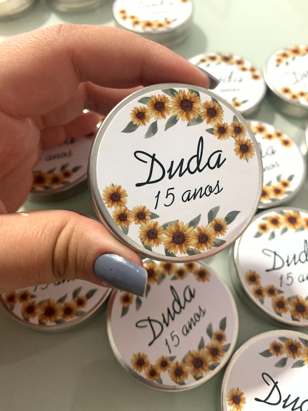 Miniatura: Vela Metálica Mini Com Organza - Personalizados
