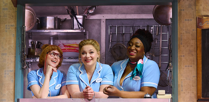 WAITRESS. Evelyn Hoskins (Dawn), Carrie Hope Fletcher (Jenna) and Sandra Marvin (Becky). P
