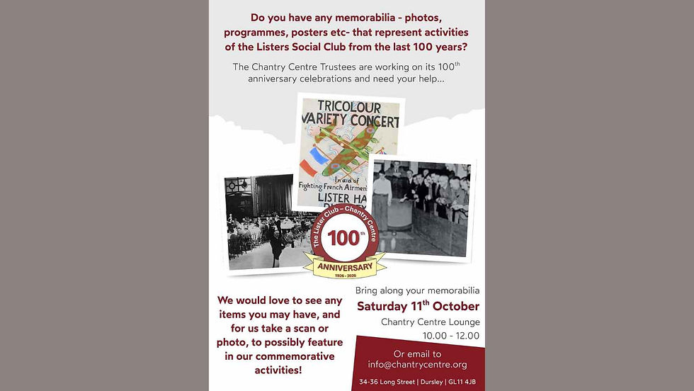Bring along Lister Social Club Memorabilia!