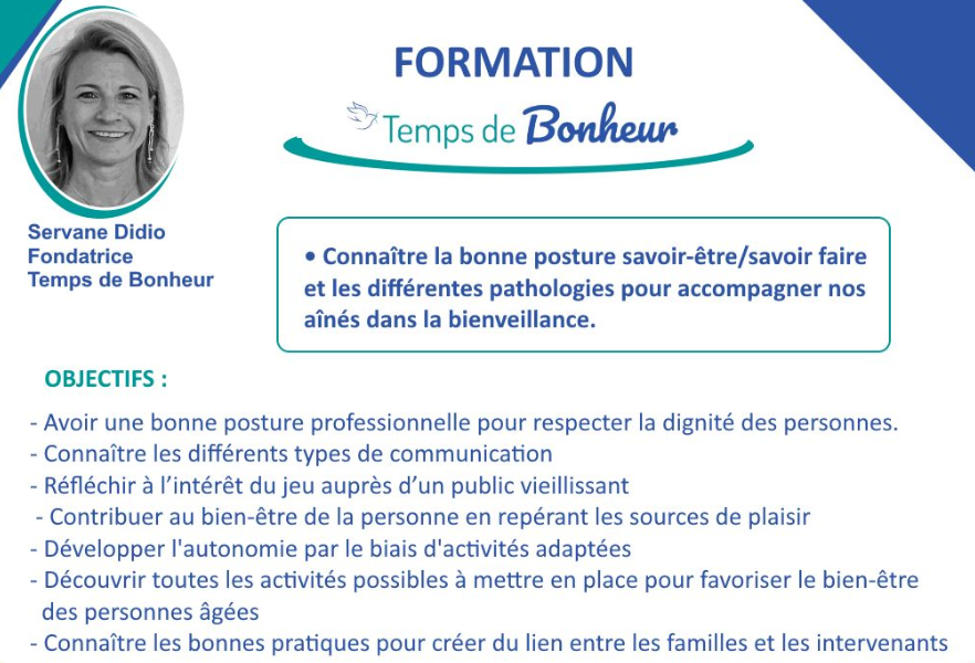 Nouvelle activité formation à la bienveillance pour accompagner nos aînés.