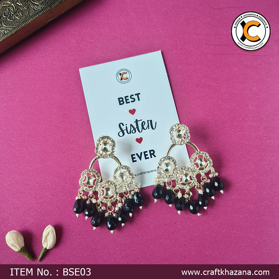 Thumbnail: Urvashi Meenakari Chandbali earring in Black