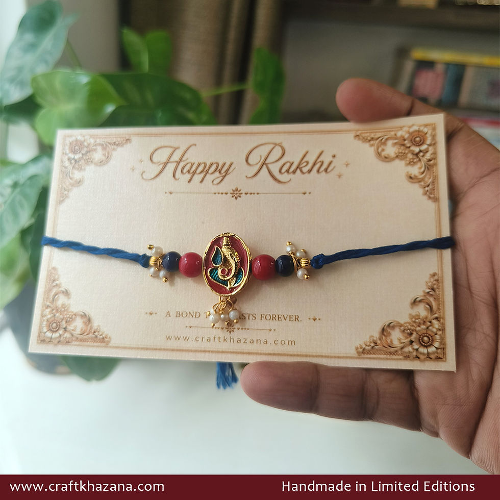 Thumbnail: Meenakari Lord Ganesha Rakhi with Pearl Drops