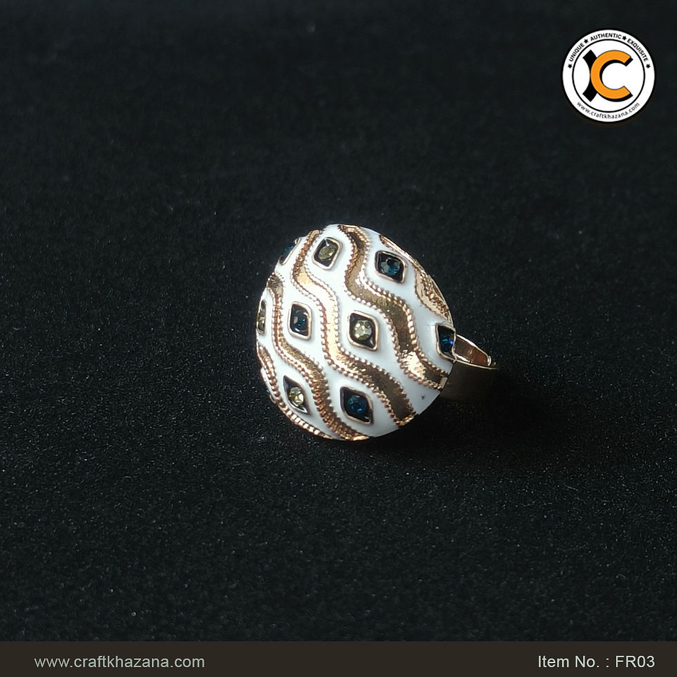Thumbnail: Lovita, Designer Dome Ring in White & Gold