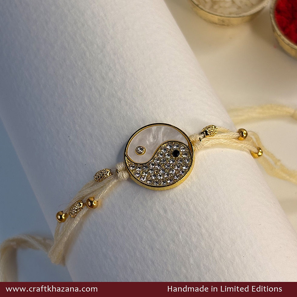 Personalised Yin Yang Rakhi with Mother of Pearl