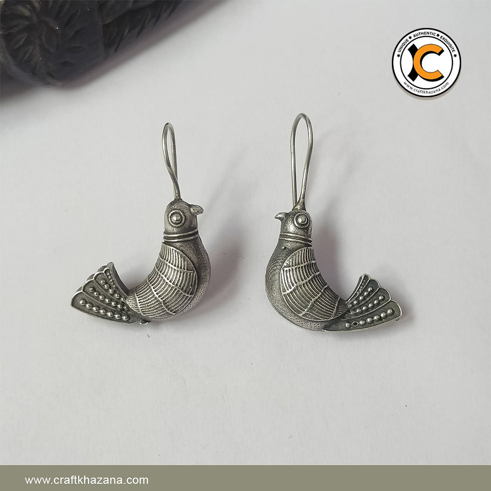 Oxidized Silver Bird Hook Earrings – Vintage Inspired Statement Drop Earrings