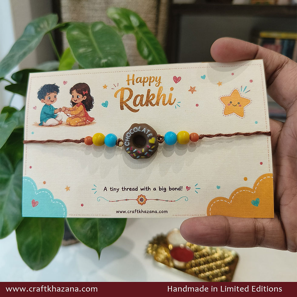 Thumbnail: Handmade Chocolate Donut Rakhi | Cute Foodie Rakhi for Kids