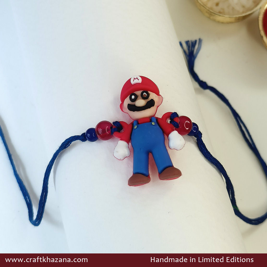 Handmade Mario Kids Rakhi | Super Mario Cartoon Character Rakhi