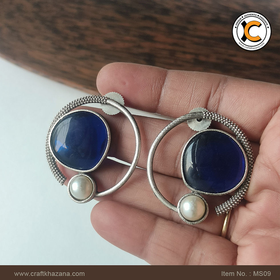 Thumbnail: Royal blue moonstone stud earring big size, silver look like