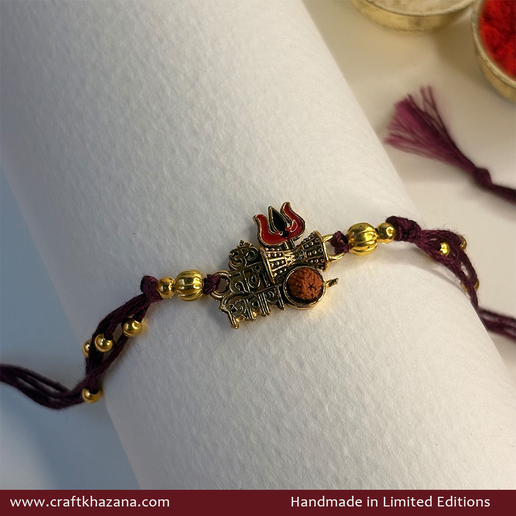 Personalised Om Namah Shivaya Rakhi with Rudraksha