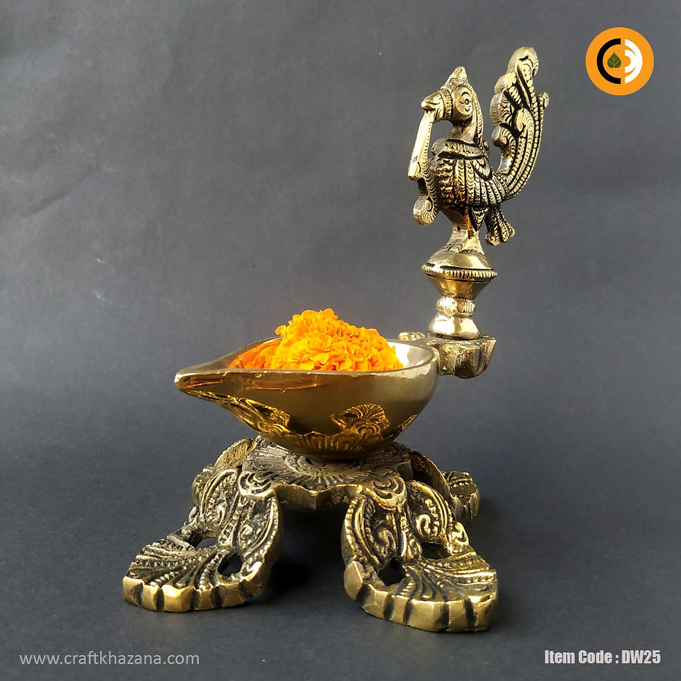 Thumbnail: Mallika, Brass peacock deepam