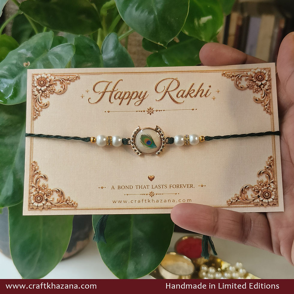 Personalised Mor Pankh Rakhi with pearls