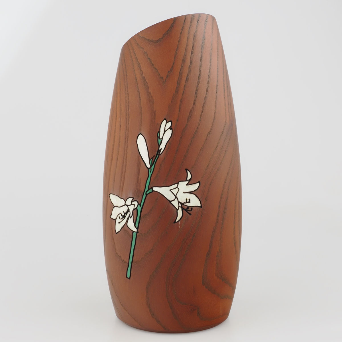 Vase décoratif en bois tourné Lis Saint Bruno