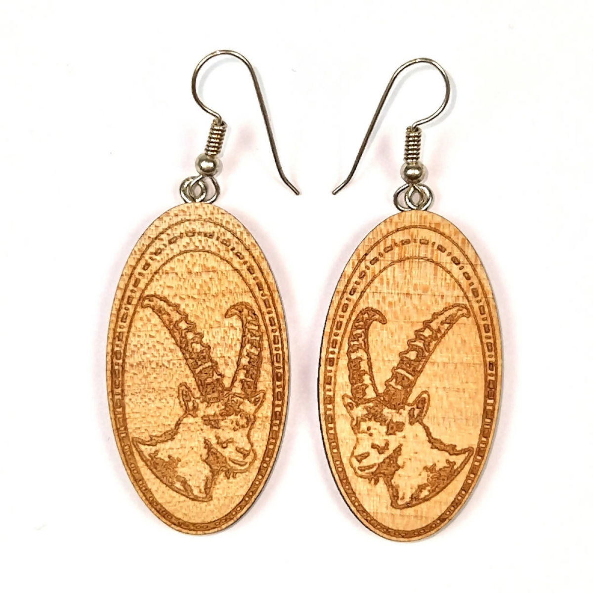 Boucles d'oreilles bouquetin avec apprêt en argent