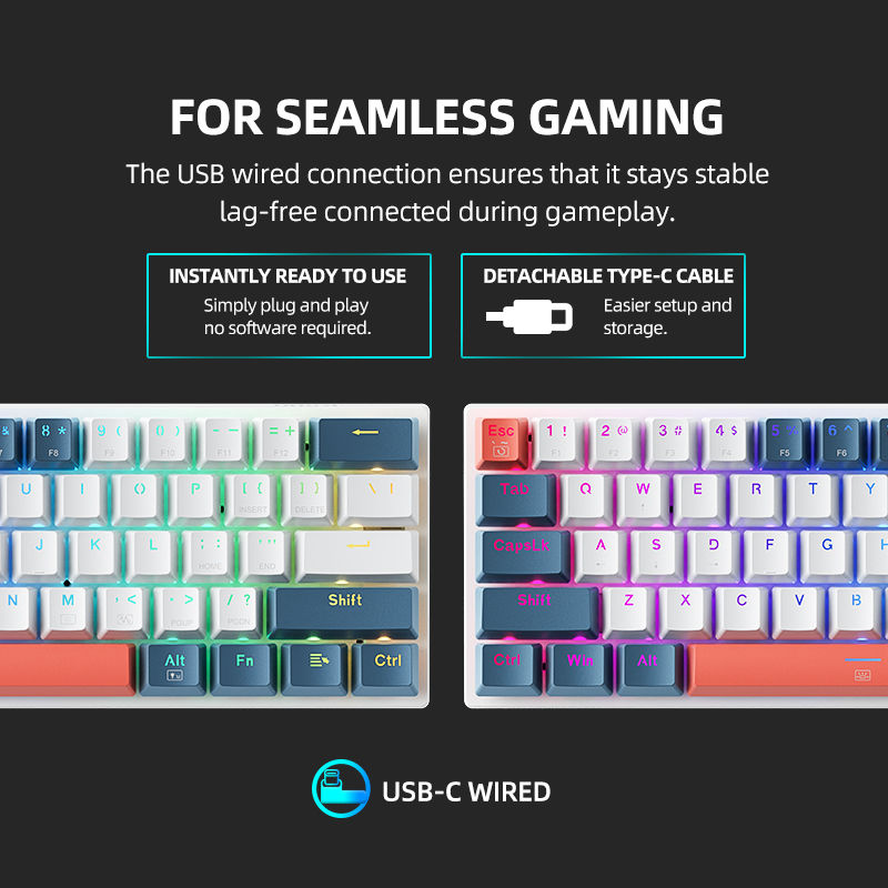 Miniatura: K500-B61 Machenike Mini Mechanical Keybaord 60% Form Factor 61Keys Gaming Keybao