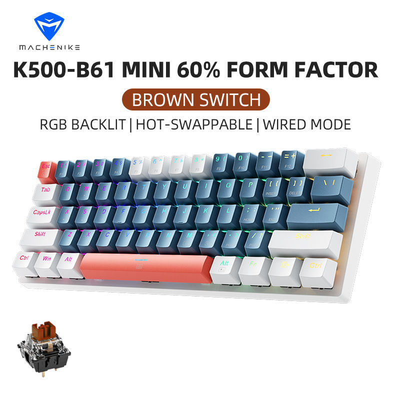 Miniatura: K500-B61 Machenike Mini Mechanical Keybaord 60% Form Factor 61Keys Gaming Keybao