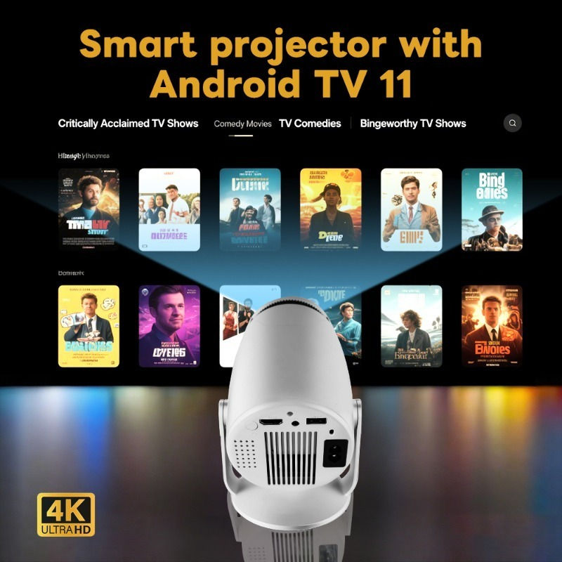 Miniatura: Perfect for Home Cinema Outdoor HY900 Projector Newly 4K Decoding Dual Wi Fi 6 2