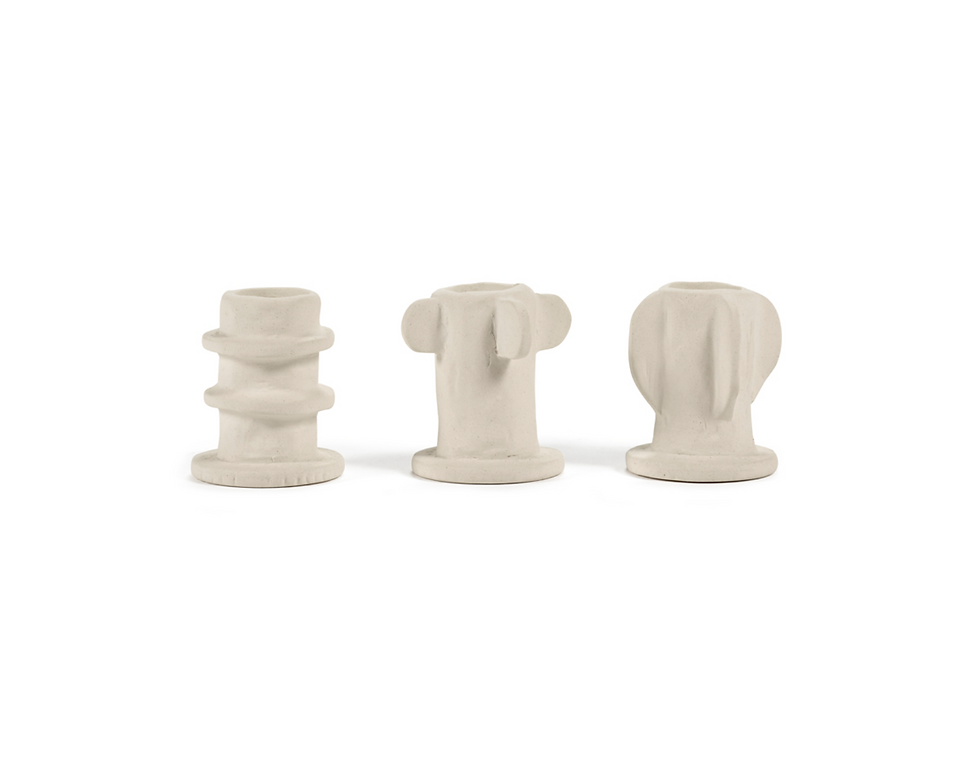 Thumbnail: CANDLE HOLDER LOW SET OF 3 WHITE