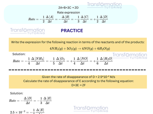Kinetics: How To Write The Rate Expressions (relative reaction rates)