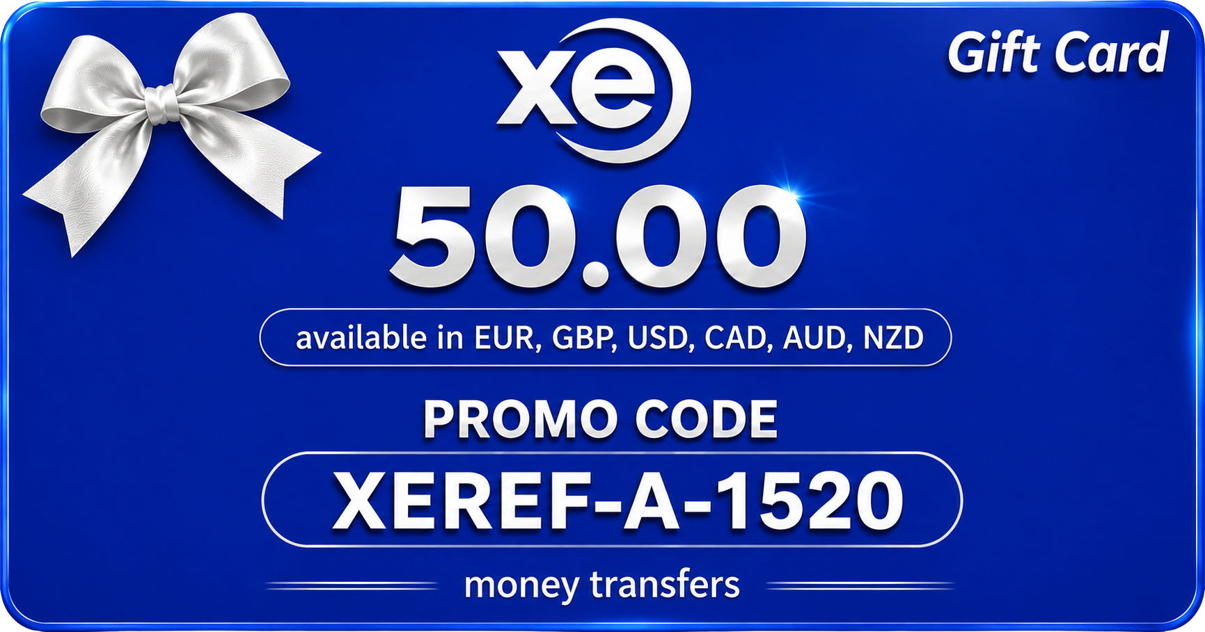 XE $50 gift card promo code XEREF-A-1520