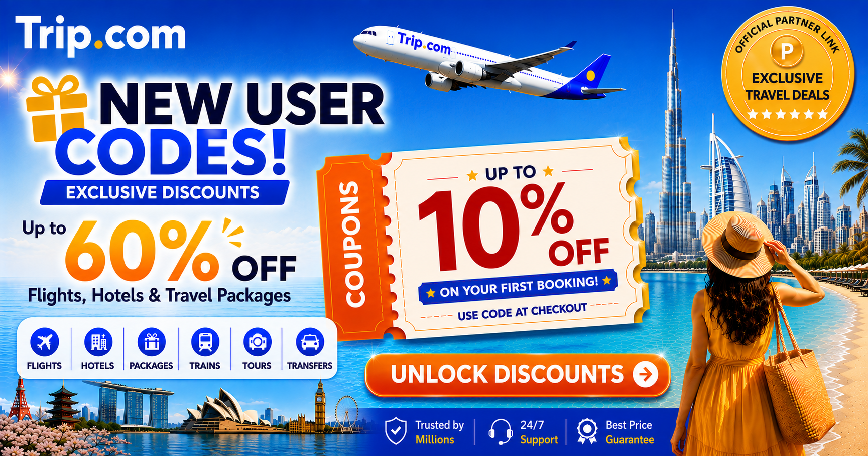 Trip.com 60% off flights and hotels new-user codes