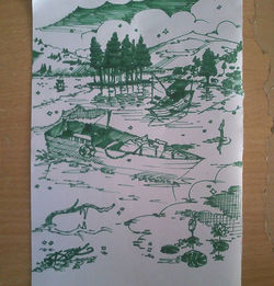 Kashmir #doodle #art #sketch #marker #markerart #greensketch #artist #nature #snow # lake #kashmir