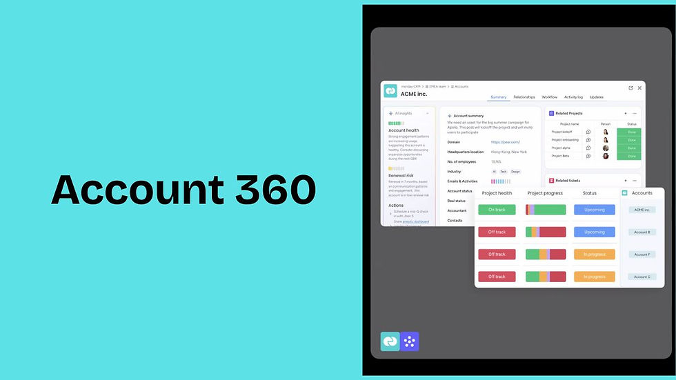 monday CRM Account 360 Feature