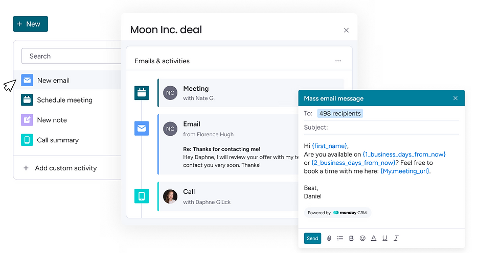 Interaction tracking with monday sales CRM