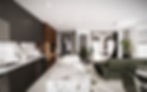 Apartament otwarta minimalistyczna kuchnia w salonie obraz Beska Design