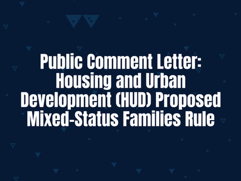 De-Bug's Public Comment Letter Concerning HUD's Proposed Mixed-Status Families Rule
