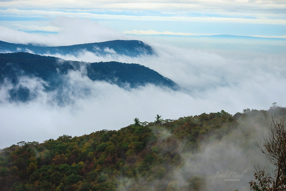 clouds enveloping the mountains