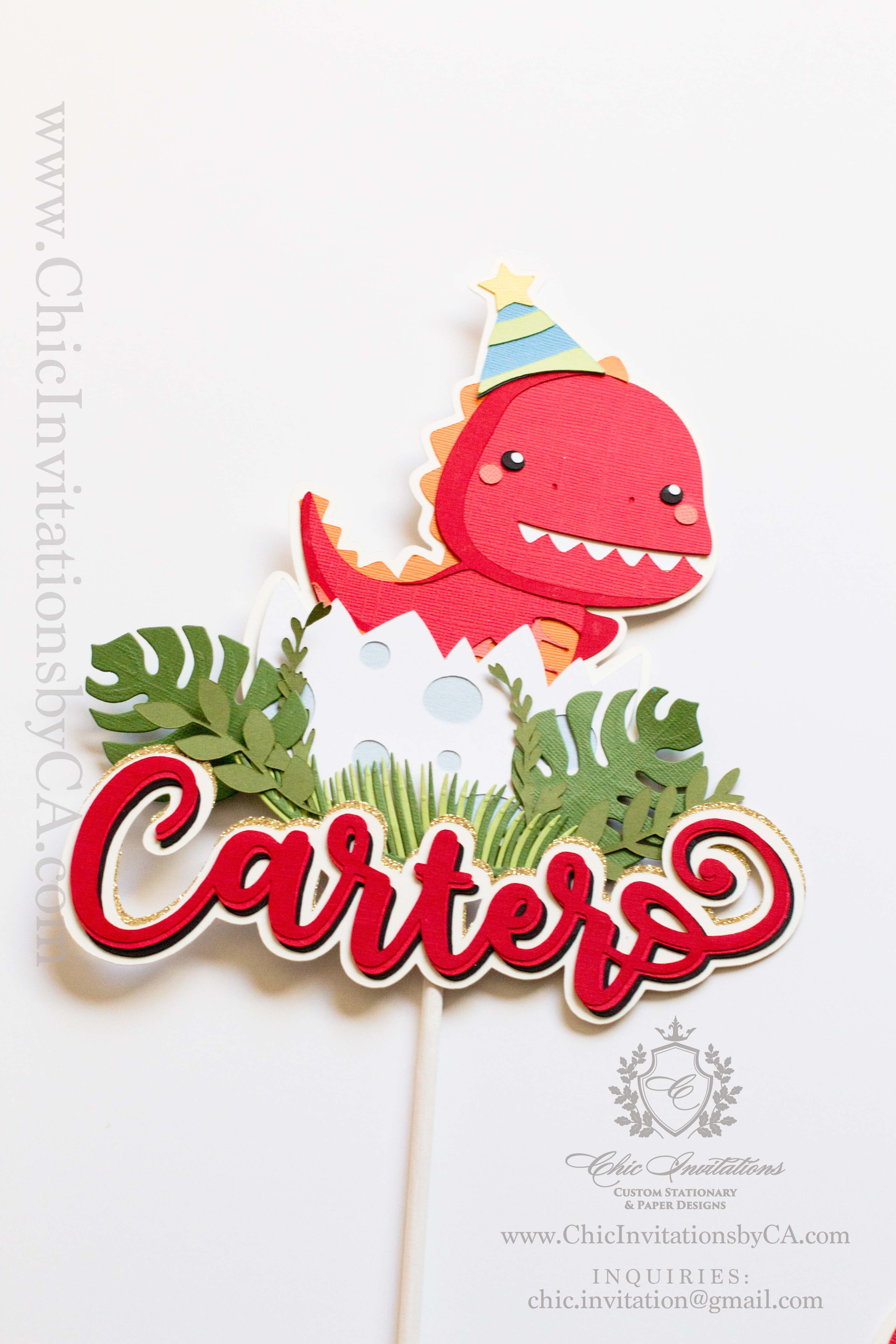 Dinosaur cake topper, handmade cake topper, custom cake topper, Raawr