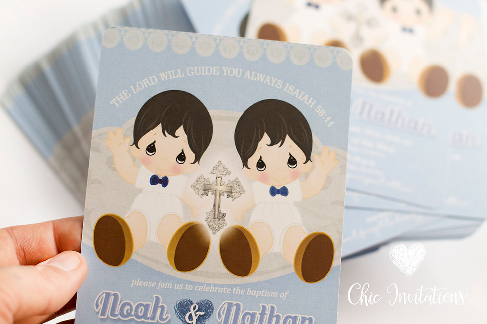 Thumbnail: precious moments invitation, baby shower invitation, baptism twins invitation