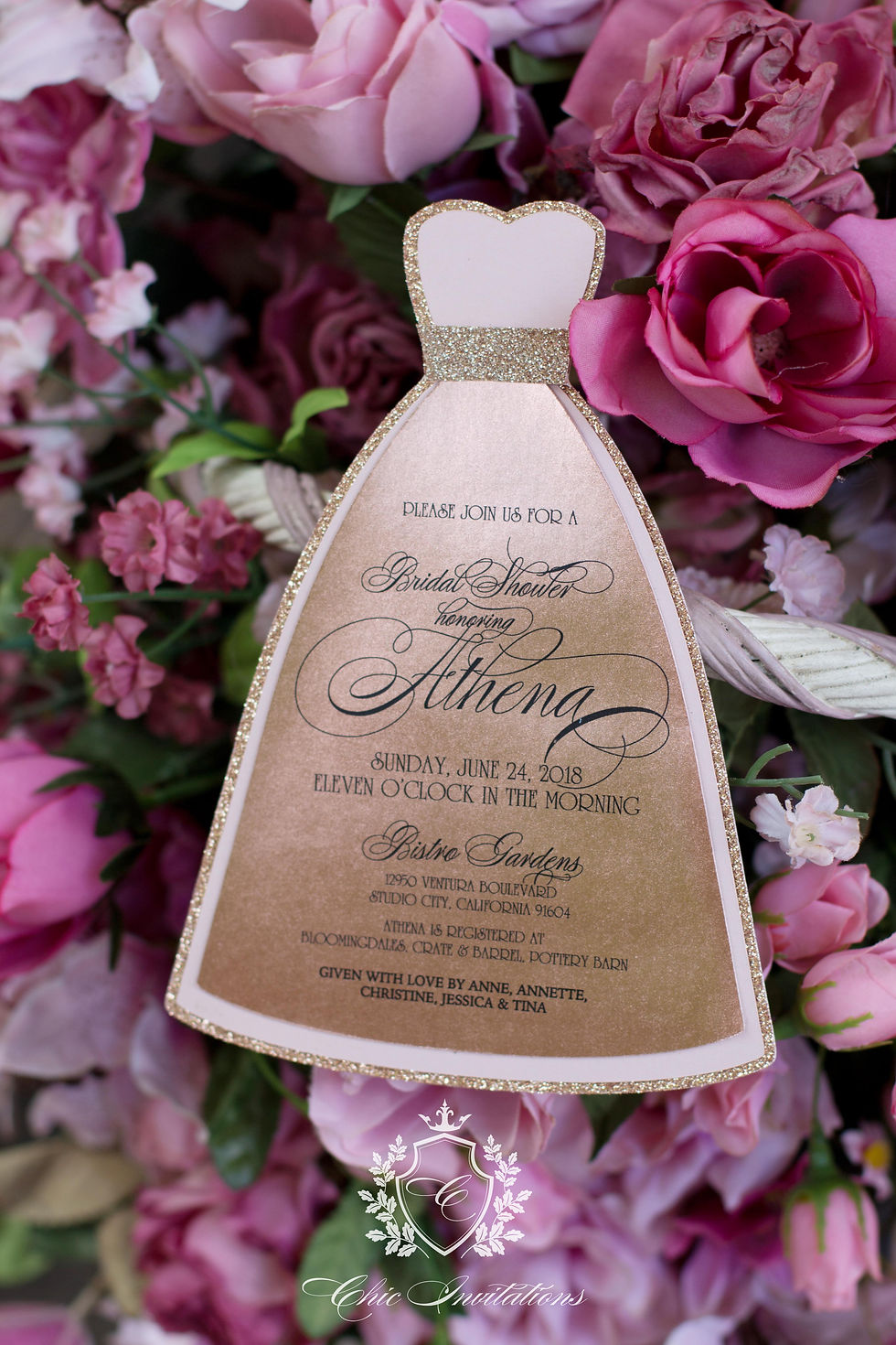 Thumbnail: Bridal Shower invitation, dress shape invitation, handmade invitation,Quince