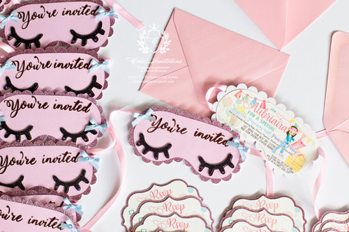 Sleep Mask invitation, sleepover invitation, pijama handmade invitation ...
