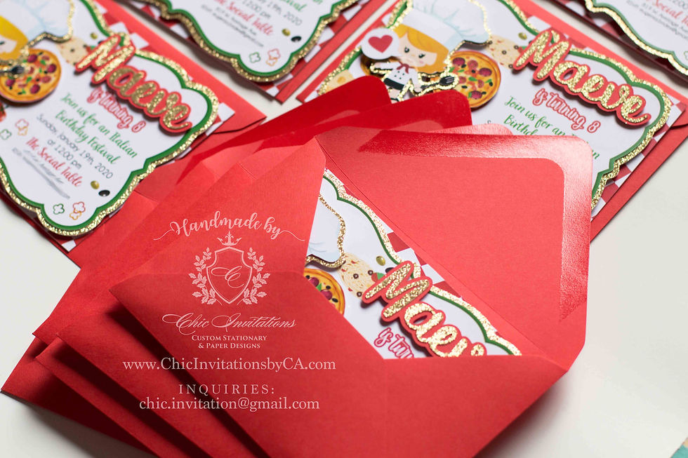 Thumbnail: Italian handmade invitation, chef invitation, birthday party invitation