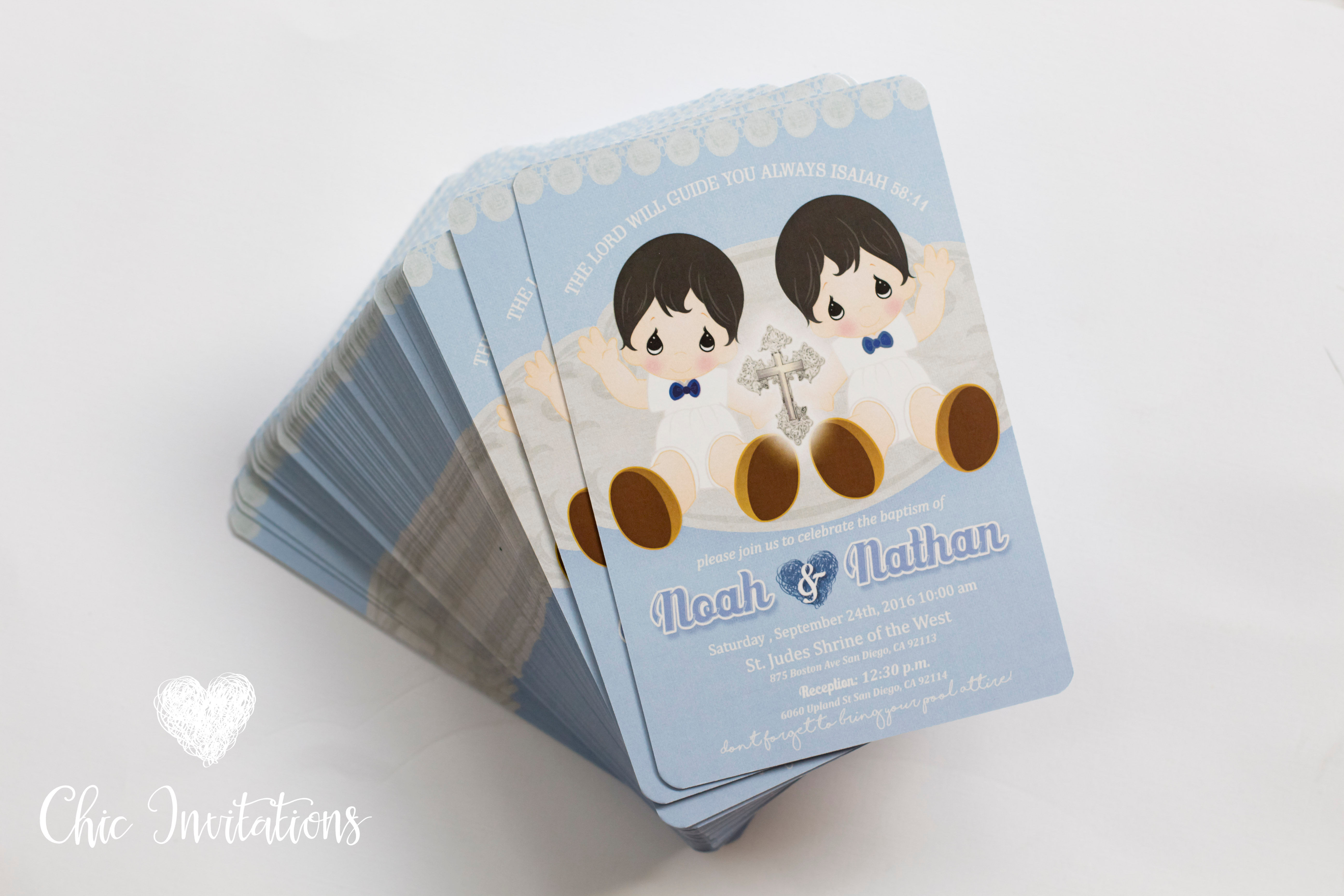 precious moments invitation, baby shower invitation, baptism twins invitation