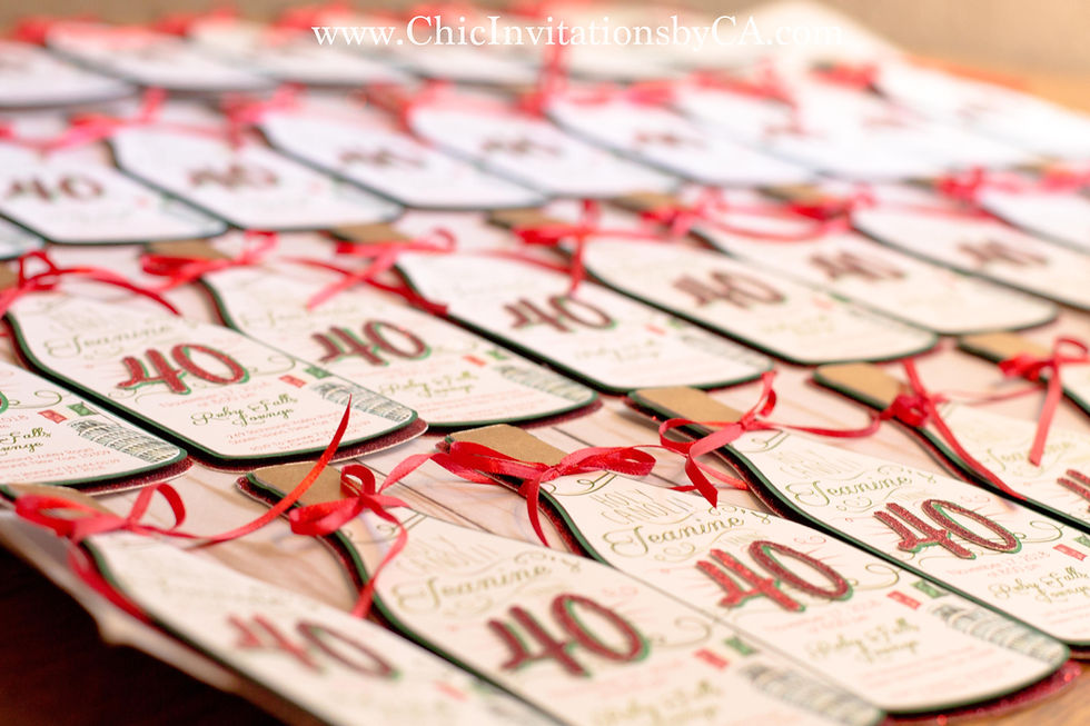 Thumbnail: Wine Invitation, Italy Invitation, Handmade Wine Shape Invitation, 40 Birthday