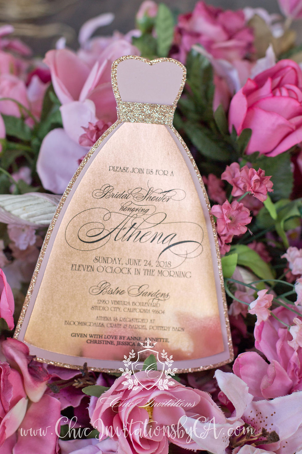 Thumbnail: Bridal Shower invitation, dress shape invitation, handmade invitation,Quince